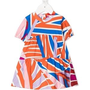 EMILIO PUCCI BABY GIRL BOLD STRIPE-PATTERN DRESS